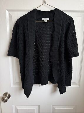 Mercer Street Studio Black Open-Front Half Sleeve Knit Cardigan